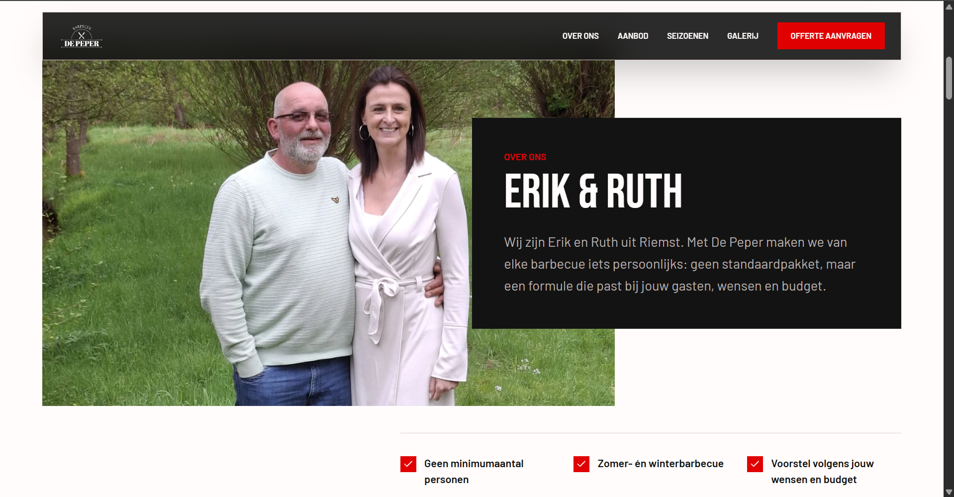 Over ons-sectie van De Peper met Erik en Ruth uit Riemst