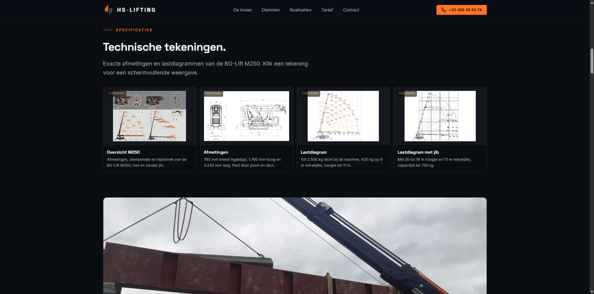 Technische hijsplannen en projectbeeld van HS-Lifting