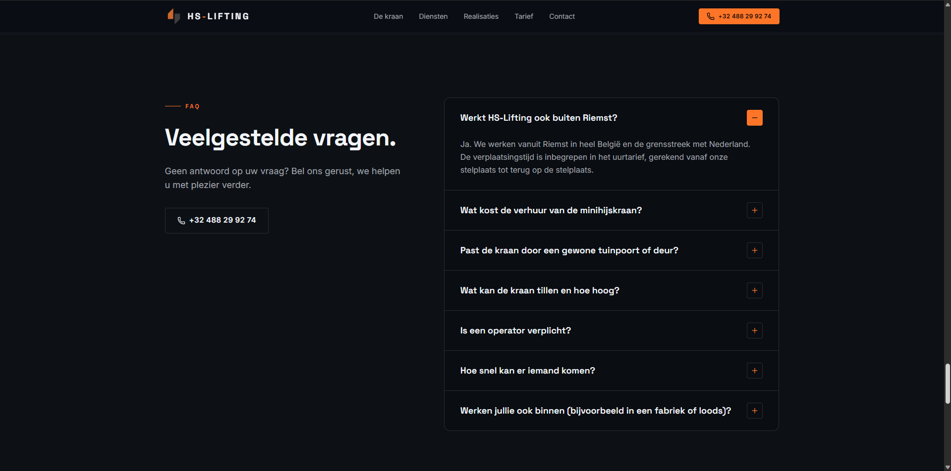 Veelgestelde vragen over de diensten van HS-Lifting