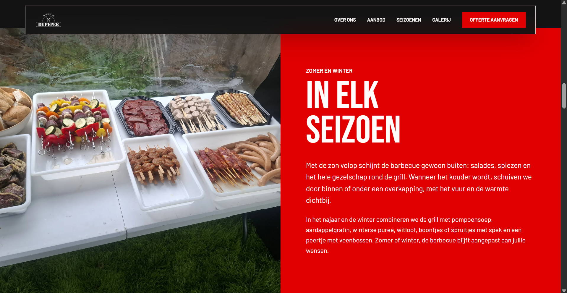 Seizoenensectie van De Peper met een barbecuebuffet voor zomer en winter