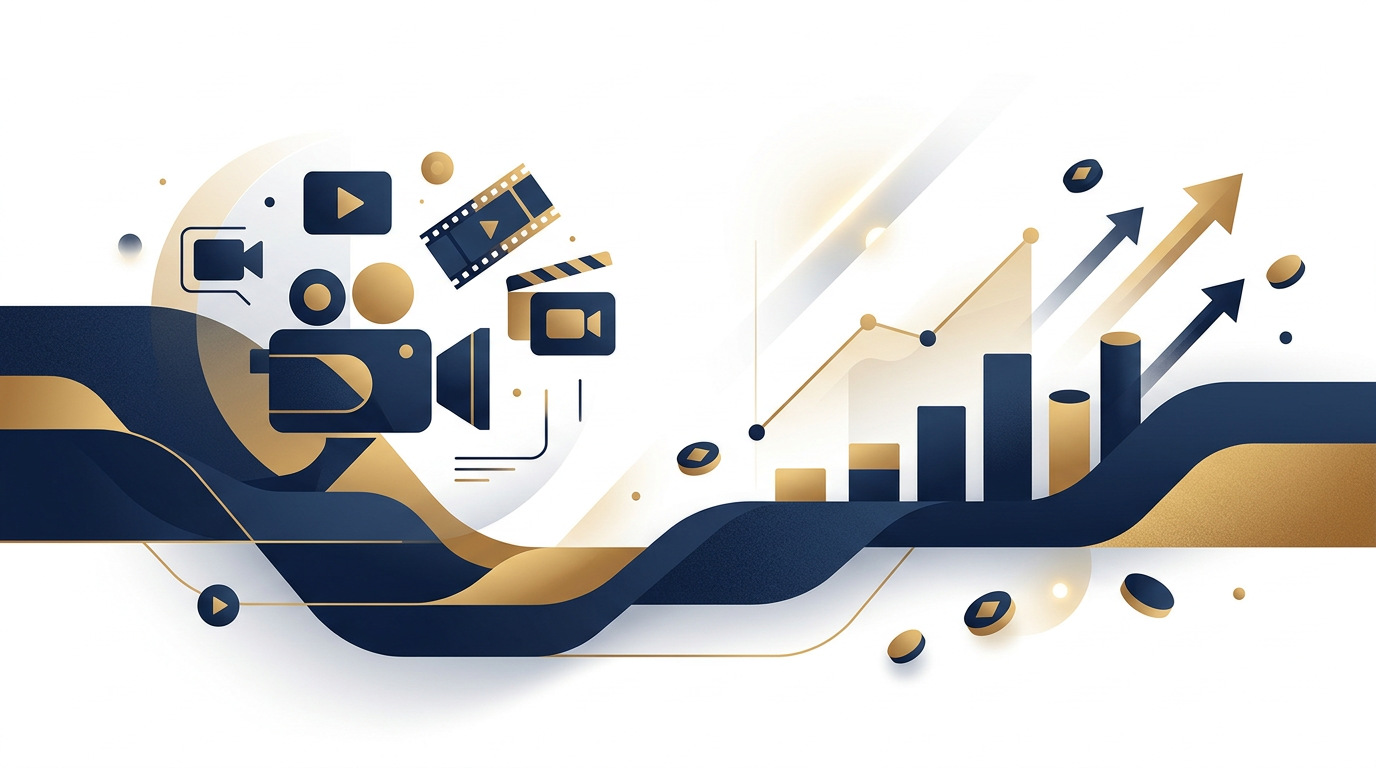 Illustratie bij het artikel over bedrijfsvideo laten maken kosten, in de huisstijl van Zentio, marketingbureau uit Limburg