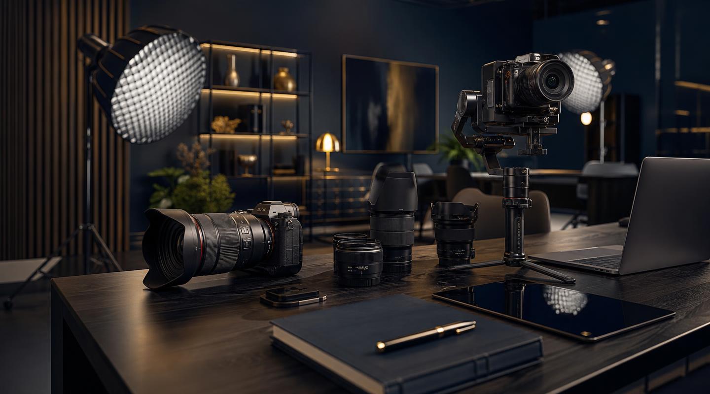Professionele camera-uitrusting voor bedrijfsfotografie en video